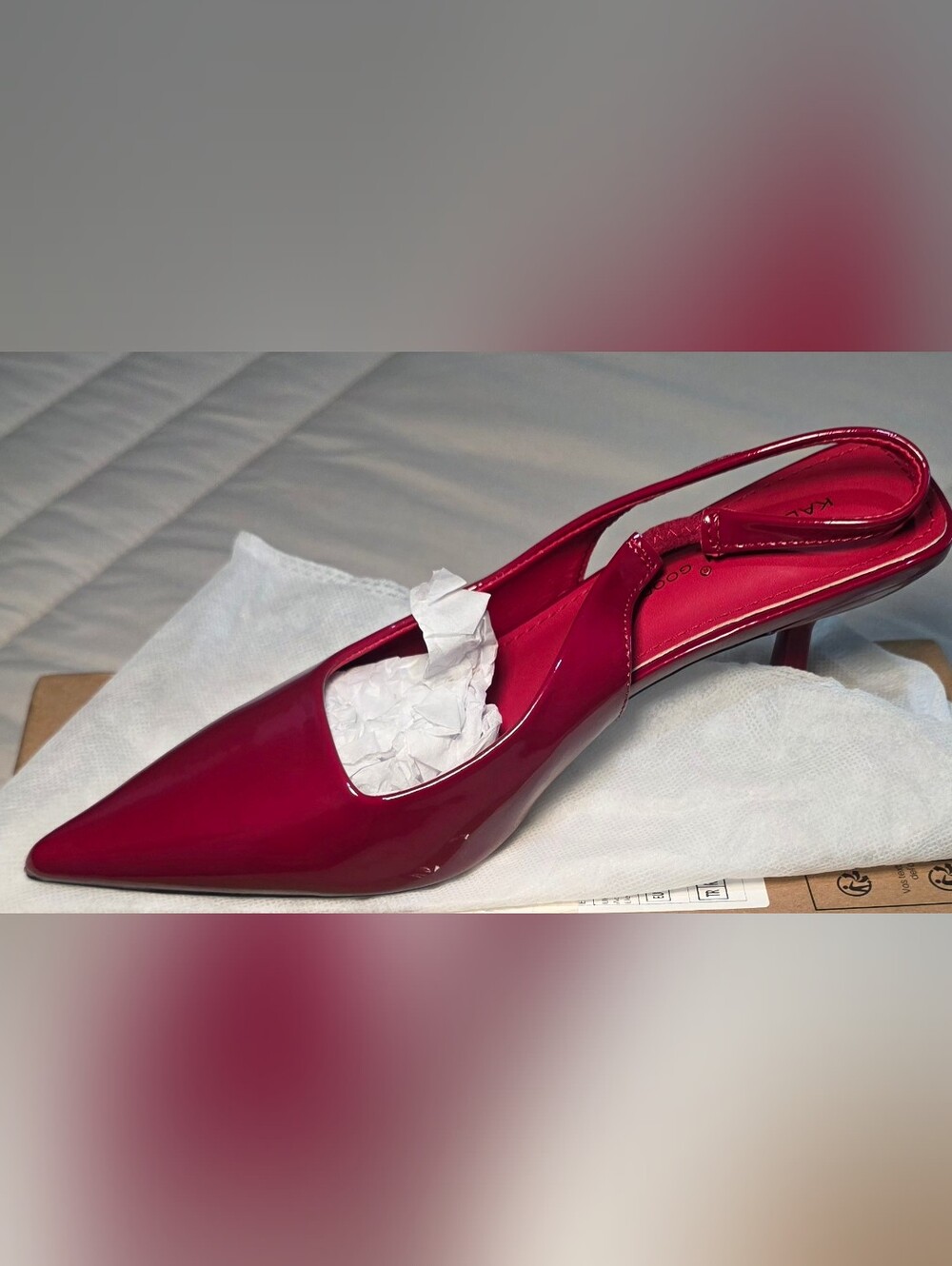 Patent Pointed Slingback Pump in Fuchsia